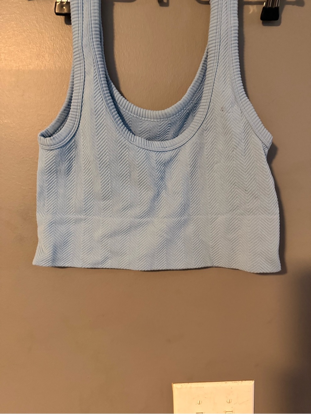 Ribbed Scoop Neck Crop Bralette in Light Blue
